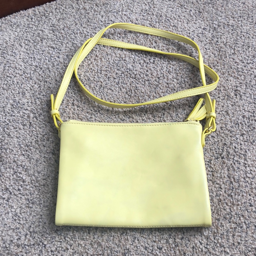 *7 for $25* Bright Yellow Vegan Leather Crossbody Purse